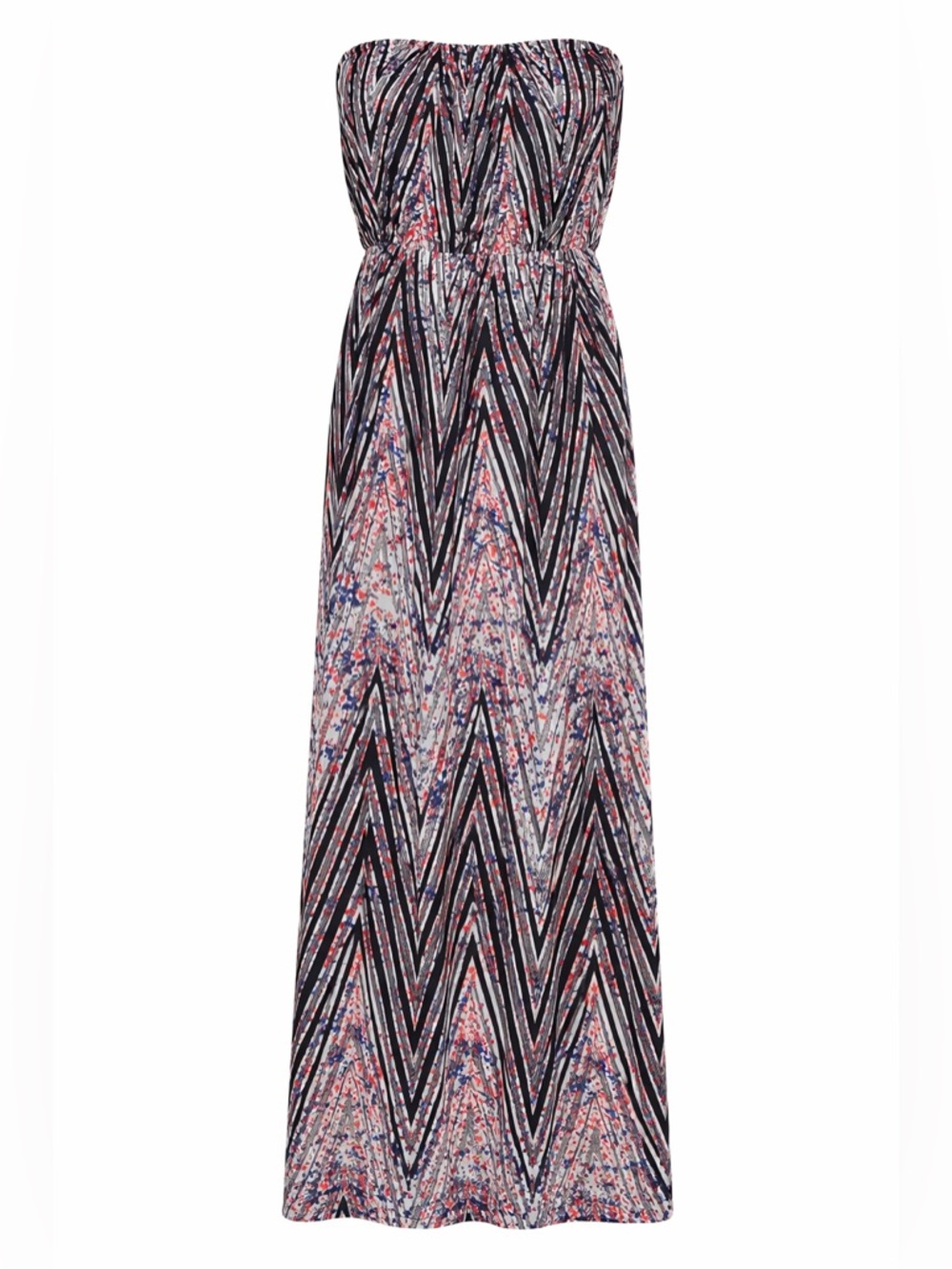 Trixxi XS Strapless Maxi Dress | Stretchy Waist | Boho Chevron Print